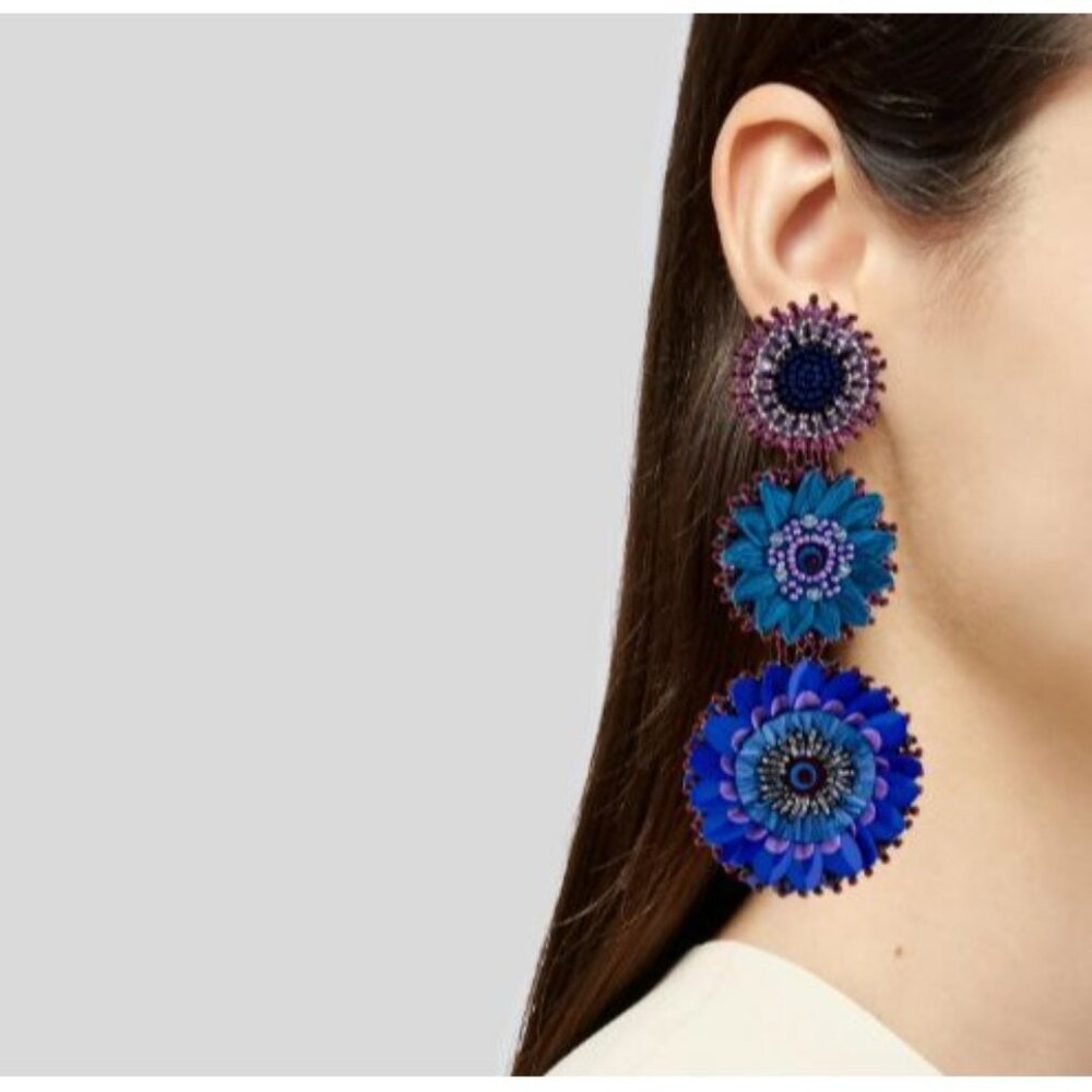 Mignonne Gavigan Molly Rhinestone Waterfall Earrings Blues Purples Neutrals - Picture 3 of 7